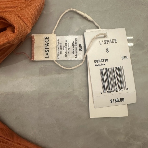 NWT! L*Space Nikita burnt orange ribbed Demi cup Bikini Top. Women’s Size small - Picture 4 of 5